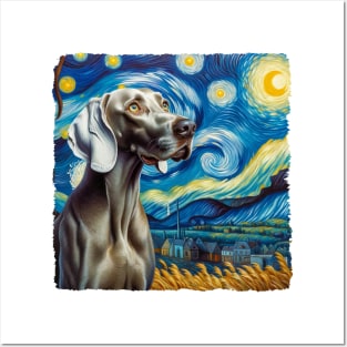 Starry Weimaraner Dog Portrait - Pet Portrait Posters and Art